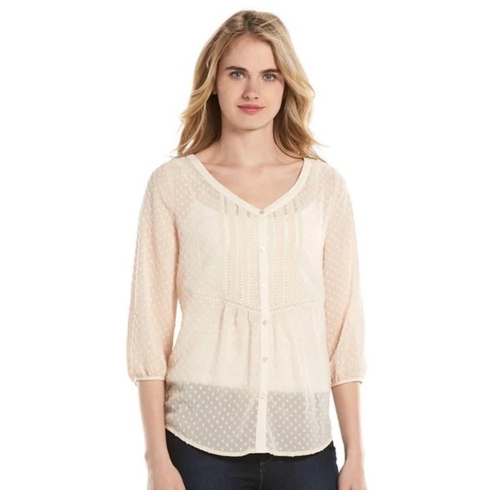 LC Lauren Conrad Pleated Blouse Size M